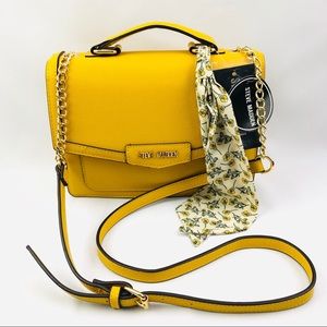 Steve Madden crossbody Bluccas mustard + scarf